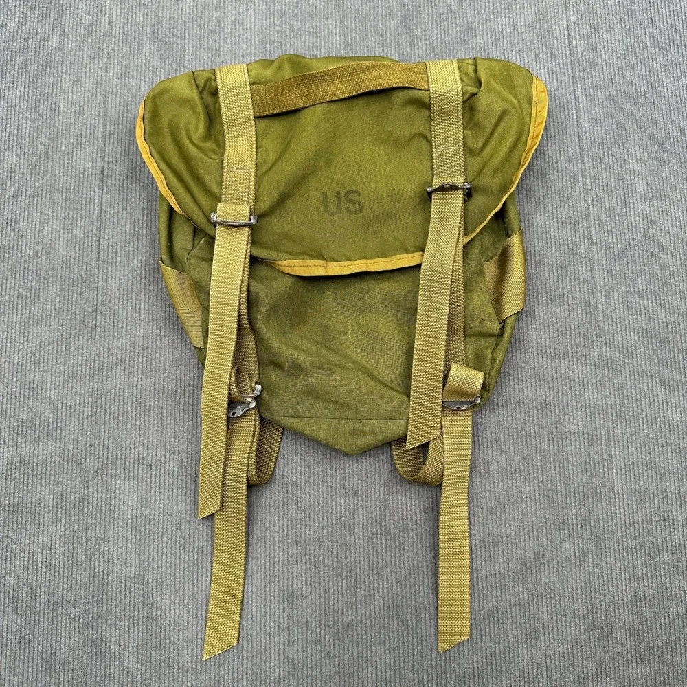 Vintage US Army Field Pack Olive Drab Canvas Combat Bag US Stamped 1214